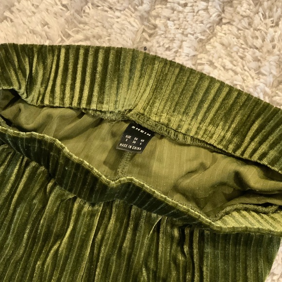 green shein pants, silk material, flared pants - Picture 2 of 2